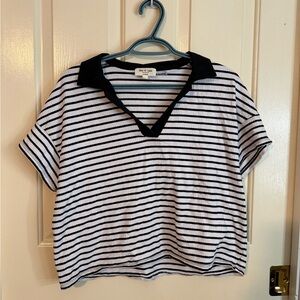 Kim & Cami Black and White Striped Blouse